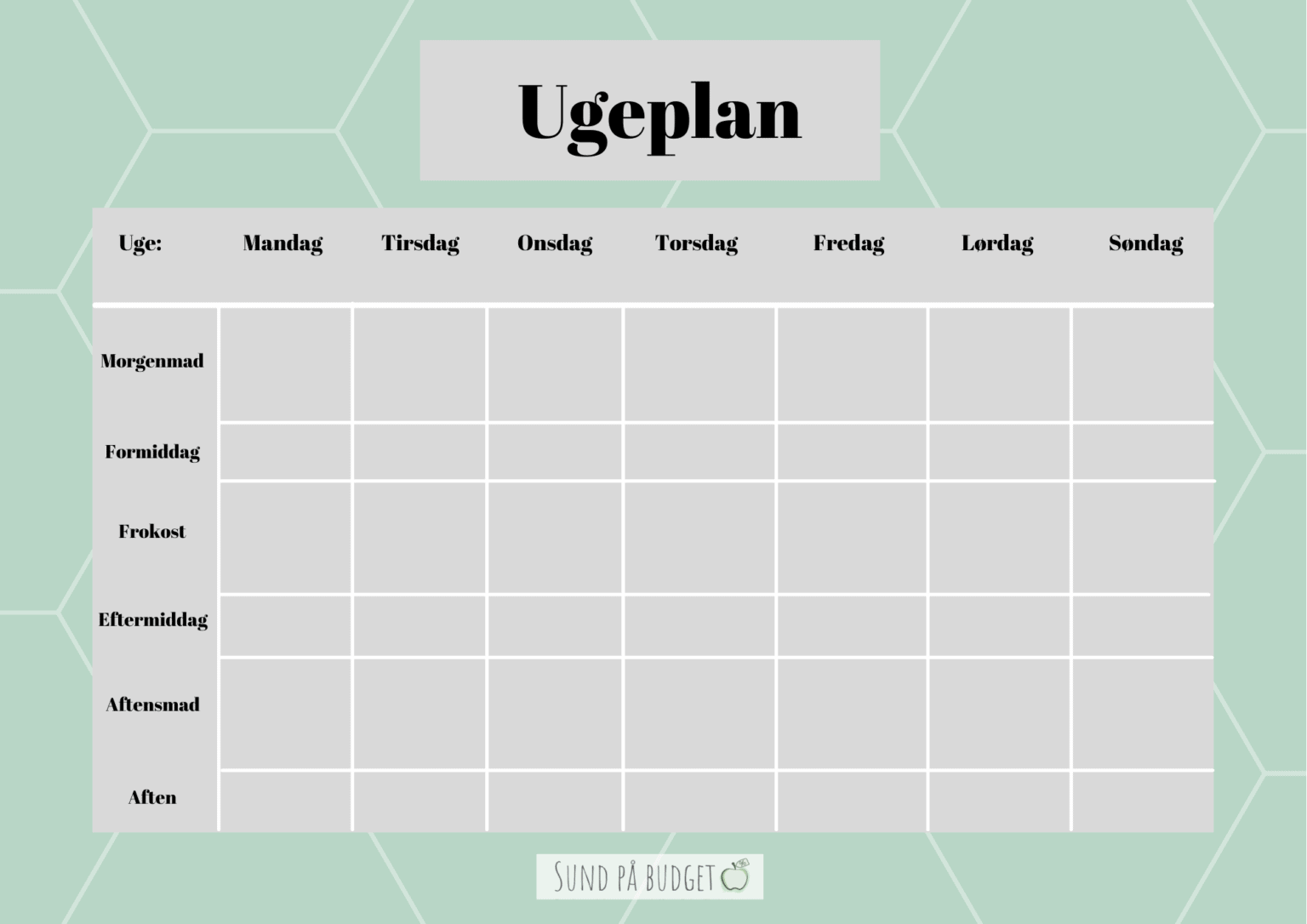 Ugeplan skema (print selv) - Sund på budget