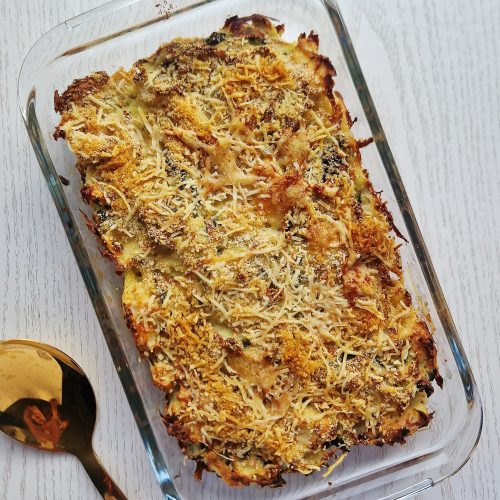 Kartoffelgratin med blomkål og spinat - Sund på budget